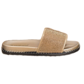 SHELOVET Pantofole Alla Moda Con Cubic Zirconia giallo