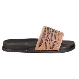 SHELOVET Pantofole Alla Moda Con Cubic Zirconia marrone giallo