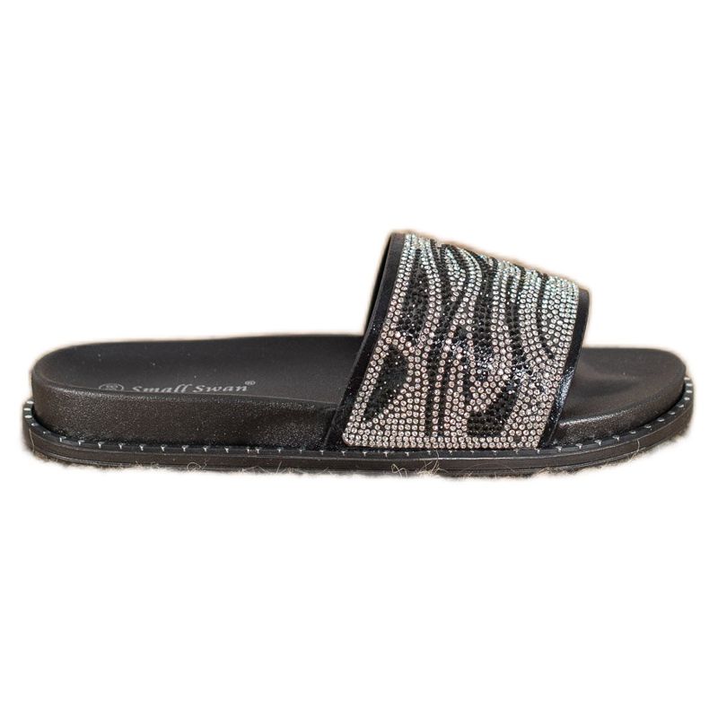 SHELOVET Pantofole Alla Moda Con Cubic Zirconia nero grigio