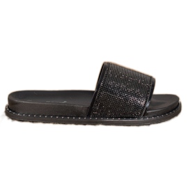 SHELOVET Pantofole Alla Moda Con Cubic Zirconia nero