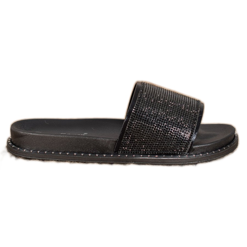 SHELOVET Pantofole Alla Moda Con Cubic Zirconia nero