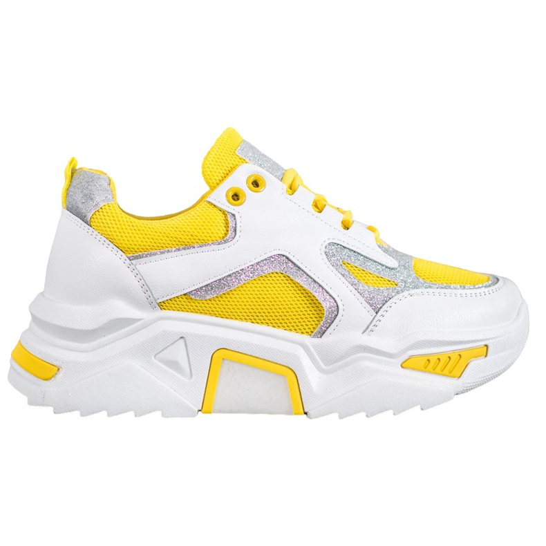 Seastar Sneakers alla moda con glitter bianca giallo