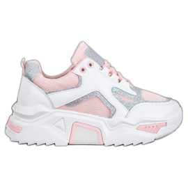 Seastar Sneakers alla moda con glitter bianco rosa