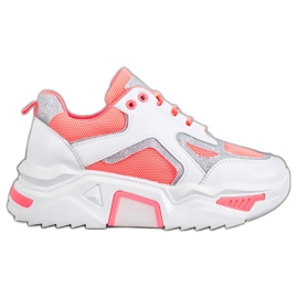 Seastar Sneakers alla moda con glitter bianco arancia