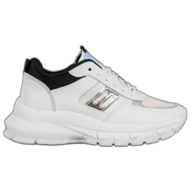 SHELOVET Sneakers alla moda in ecopelle bianca nero multicolore