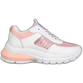 SHELOVET Sneakers alla moda in ecopelle bianco rosa multicolore