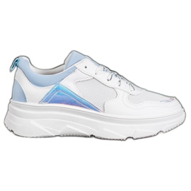 SHELOVET Sneakers casual in ecopelle bianca blu