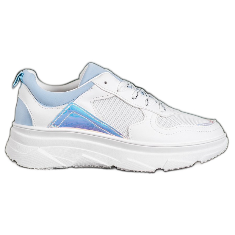 SHELOVET Sneakers casual in ecopelle bianca blu