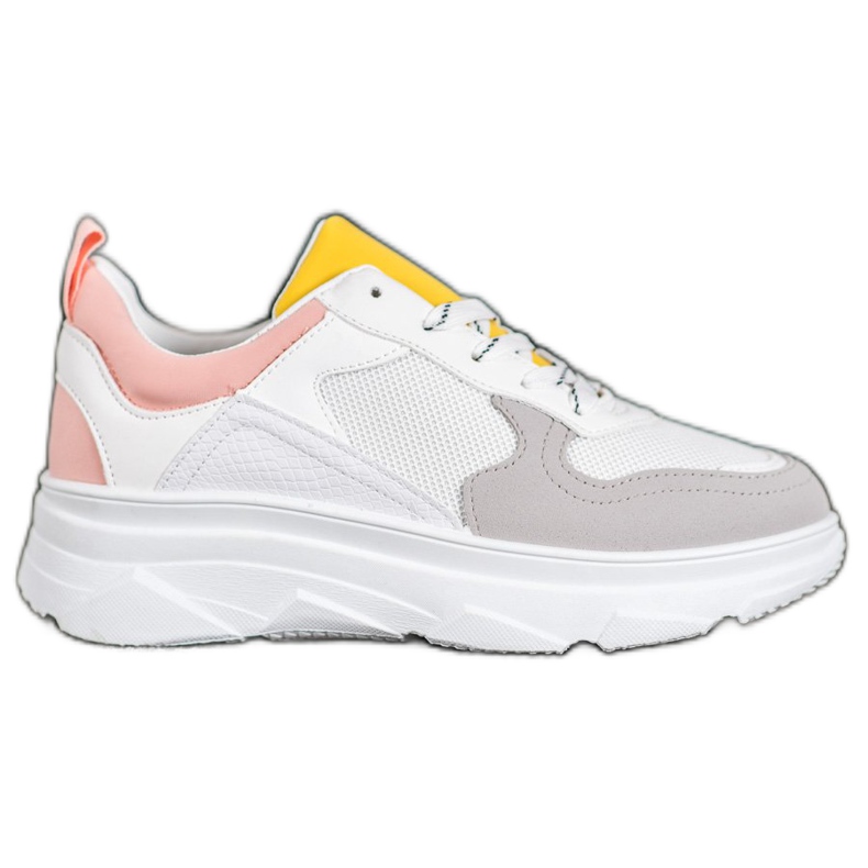 SHELOVET Sneakers casual in ecopelle bianca multicolore