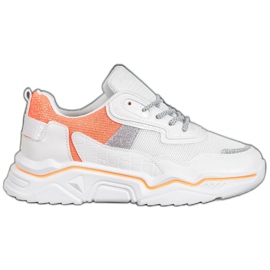 SHELOVET Sneakers Sulla Piattaforma Con Glitter bianco arancia