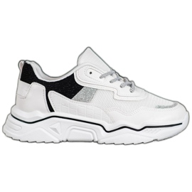 SHELOVET Sneakers Sulla Piattaforma Con Glitter bianco nero