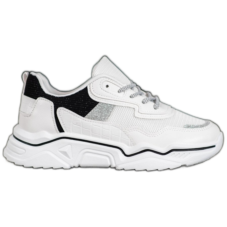 SHELOVET Sneakers Sulla Piattaforma Con Glitter bianca nero