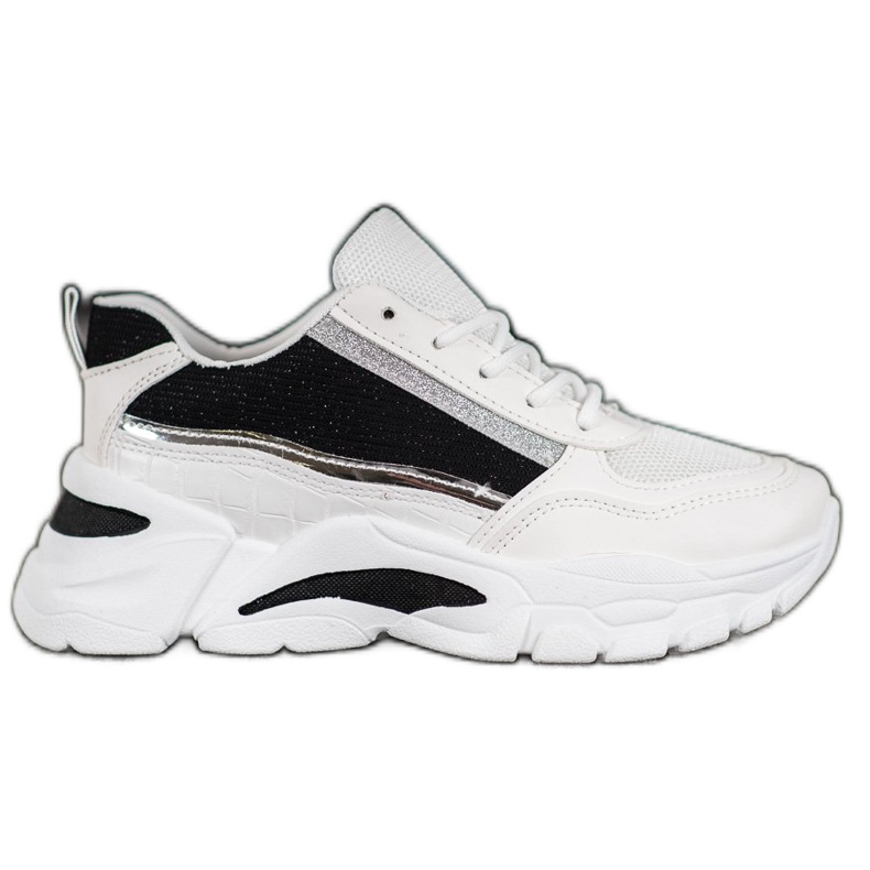 SHELOVET Sneakers Alla Moda Con Glitter bianca nero