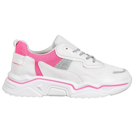 SHELOVET Sneakers Sulla Piattaforma Con Glitter bianco rosa