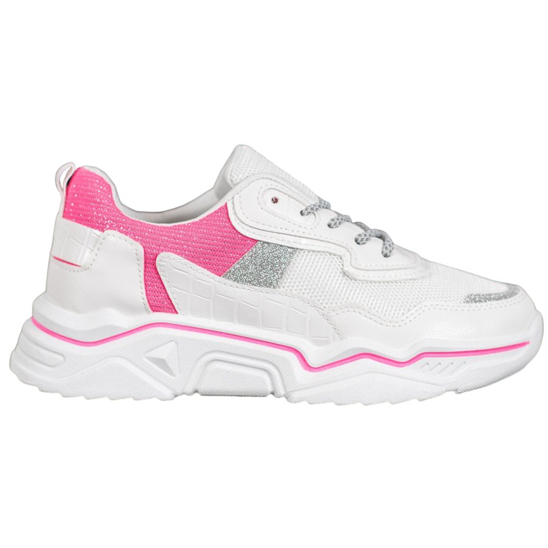 SHELOVET Sneakers Sulla Piattaforma Con Glitter bianca rosa