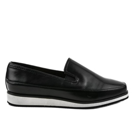 Scarpe con zeppa bassa nera opaca 5388-2 nero
