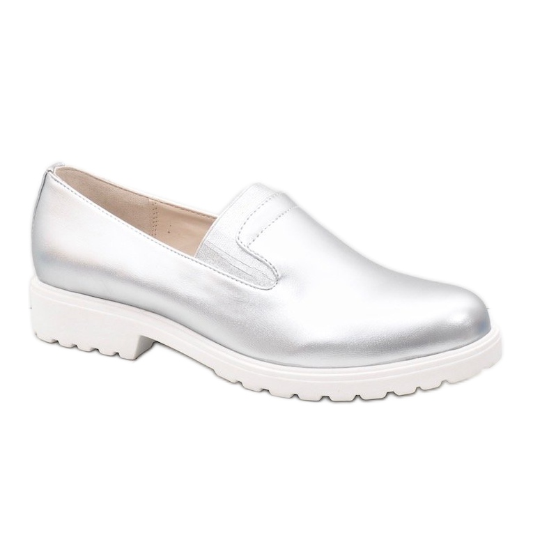 Scarpe slip-on argento sulla piattaforma XC683-2 d'argento