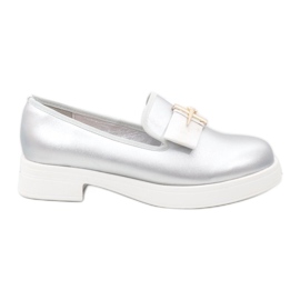 Scarpe slip-on argento sulla piattaforma JFL656-2 grigio