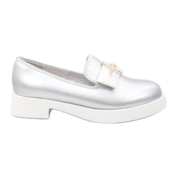Scarpe slip-on argento sulla piattaforma JFL656-2 grigio