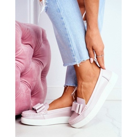 S.Barski Mocassini in pelle rosa da donna LR92036