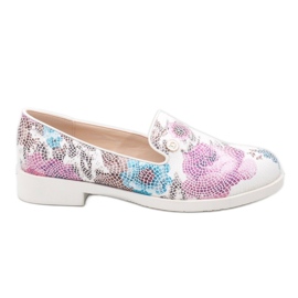Scarpe jazz classiche bianche con fiori ZQ630-3 bianco multicolore