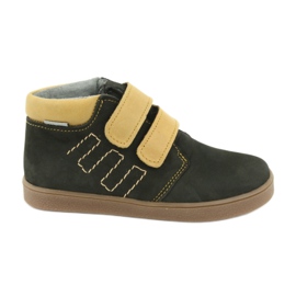 Scarpe di cuoio con velcro Mazurek 1341 nero multicolore giallo