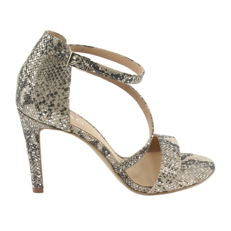 Sandali in pelle su spilla Edeo 3344 serpente/beige grigio