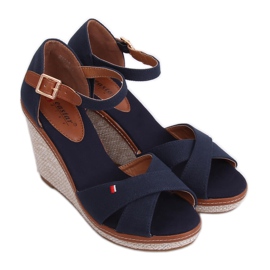 Sandali con zeppa R133P Blu blu navy