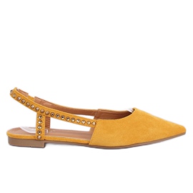 Ballerine con tacco aperto miele YJ335 Giallo
