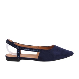 Ballerine con tacco aperto blu navy YJ335 Blu