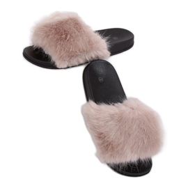 Pantofole beige con pelliccia CK107P Beige II Quality