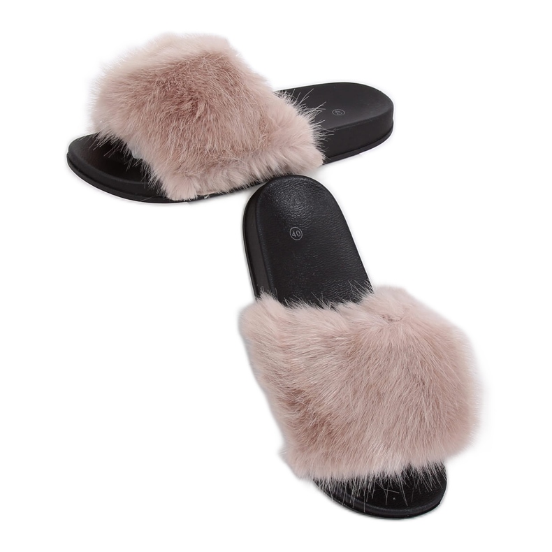 Pantofole beige con pelliccia CK107P Beige II Quality