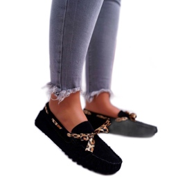 LU BOO Mocassini da donna neri in camoscio scarpe 301-10 nero