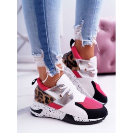 LU BOO Scarpe bianche da donna con stampa leopardata 12553-10 bianco multicolore