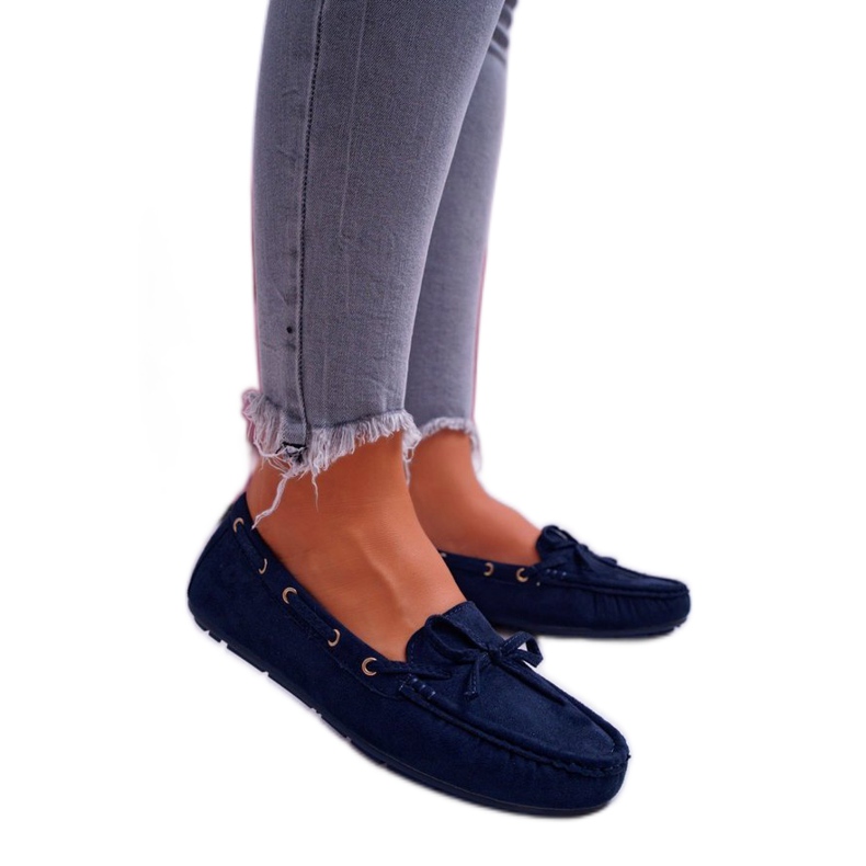 S.Barski Mocassini donna in camoscio blu navy KJD-S2