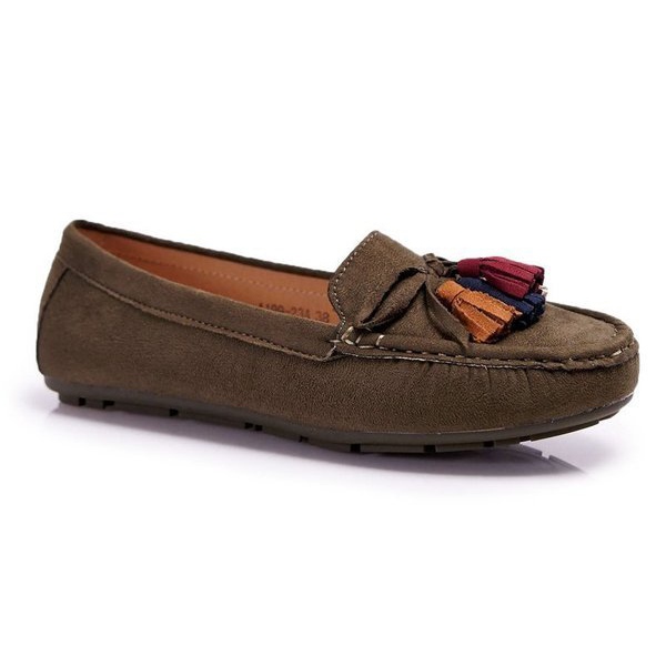 S.Barski Mocassini kaki scarpe scamosciate da donna A199-23A cachi