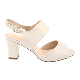 Sergio Leone Sandali di beige perle da donna Sk778 sul palo