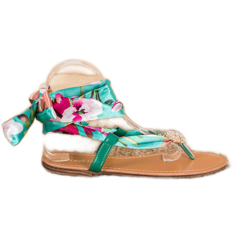 SHELOVET Sandali legati con ananas multicolore verde
