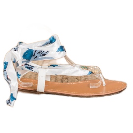 SHELOVET Sandali legati con ananas bianco multicolore