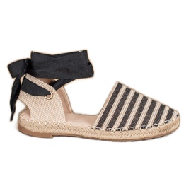 Small Swan Espadrillas Con Nastro Decorativo marrone nero