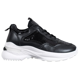 SHELOVET Sneakers alla moda con paillettes nero