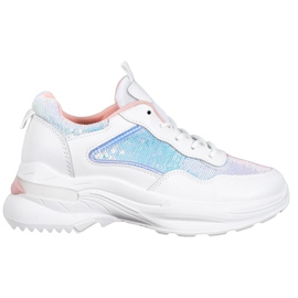 SHELOVET Sneakers alla moda con paillettes bianca
