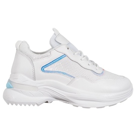 SHELOVET Sneakers alla moda con paillettes bianco