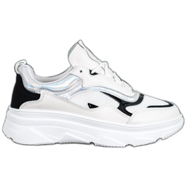 SHELOVET Scarpe da ginnastica bianche alla moda bianco nero