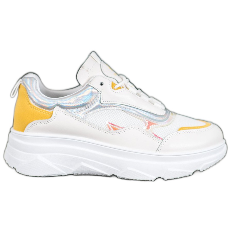 SHELOVET Scarpe da ginnastica bianche alla moda bianca giallo