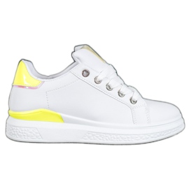 SHELOVET Scarpe sportive in ecopelle bianco giallo
