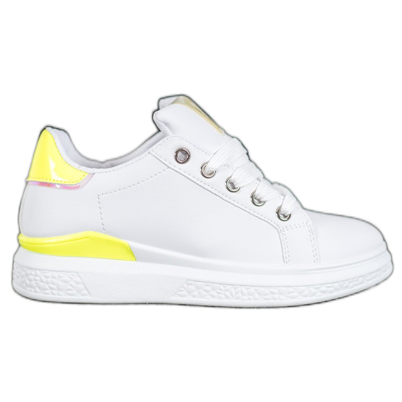 SHELOVET Scarpe sportive in ecopelle bianca giallo