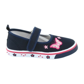 Ballerine a farfalla dell'Atletico con sottopiede in pelle blu navy rosa