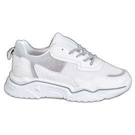 SHELOVET Sneakers Sulla Piattaforma Con Glitter bianco