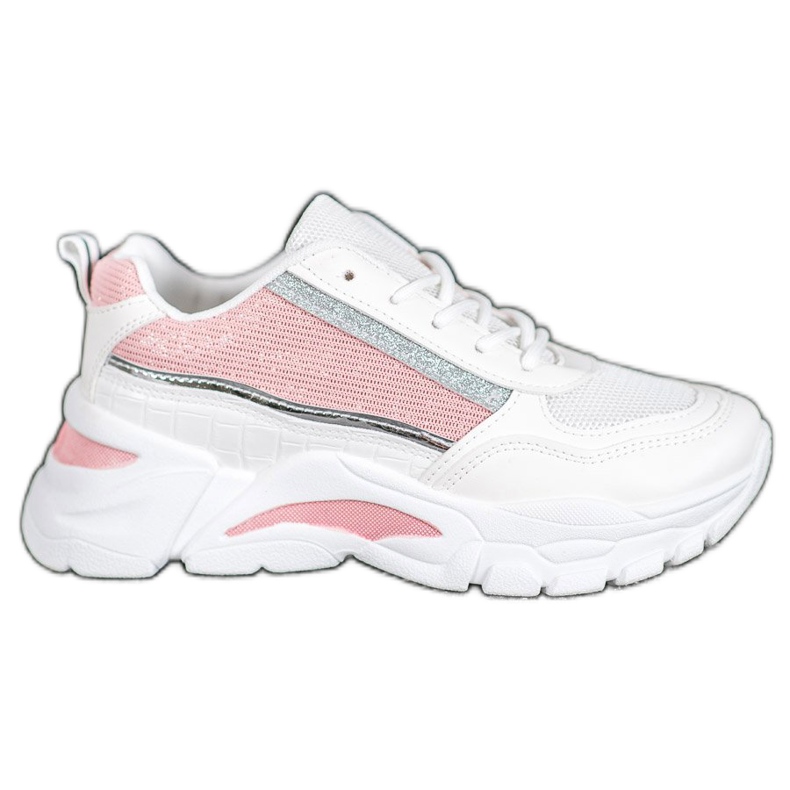 SHELOVET Sneakers Alla Moda Con Glitter bianca rosa